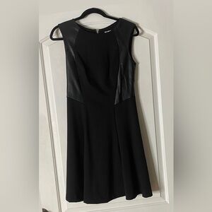 Dress Barn Black and Faux Leather Sz 4 Sleeveless Dress